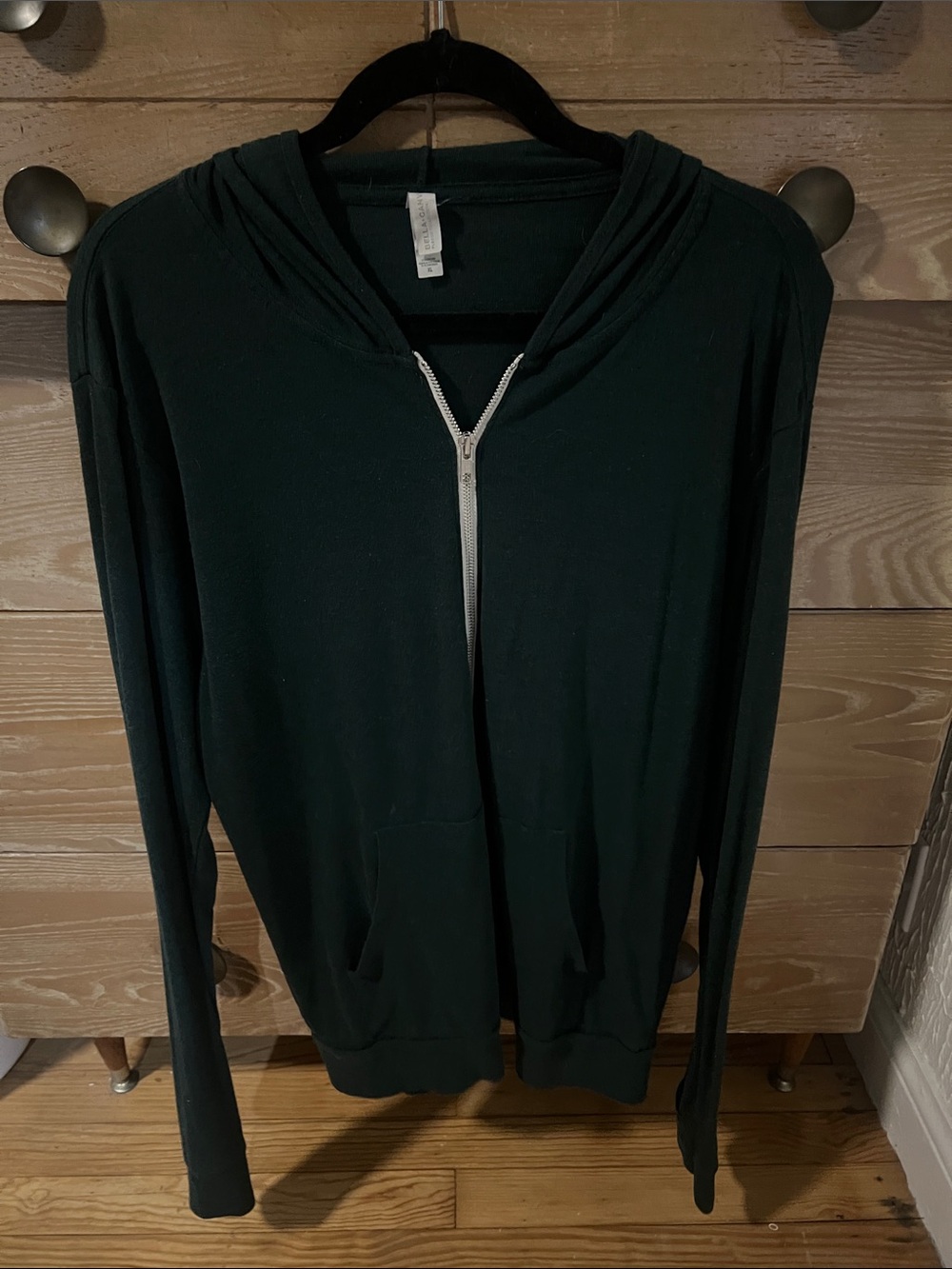 Dark Green Zip-Up Hoodie with Hood